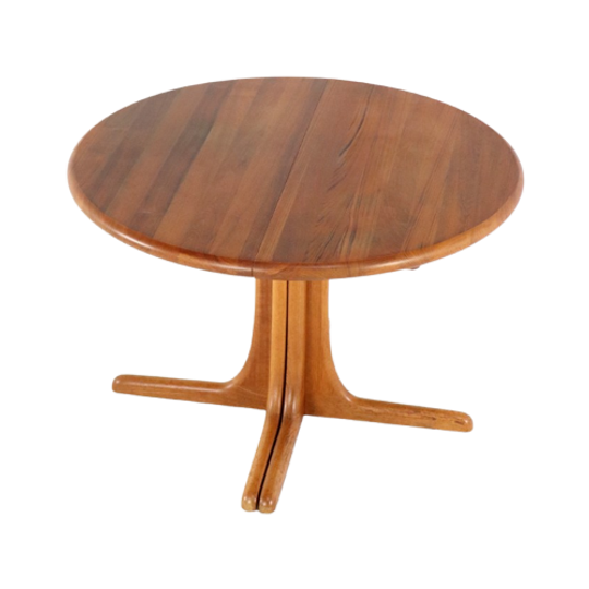 Ronde Massief Teak Deense 1x Verlengbare Eettafel 'kalundborg' Vintage 1
