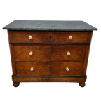 Vintage Frans Dressoir Commode Ladekast Badkamermeubel Met Marmer Blad 811 thumbnail 1