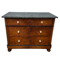 Vintage Frans Dressoir Commode Ladekast Badkamermeubel Met Marmer Blad 811