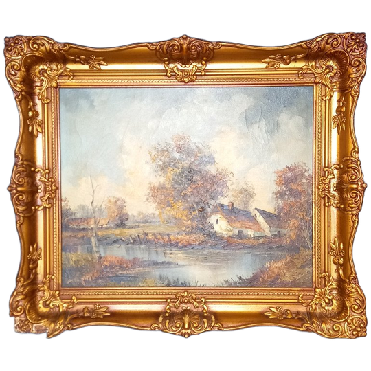 Vintage Waterrijk Landschap Met Boerderij In Lodewijk Xvi L 1