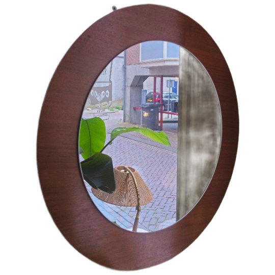 Vintage Ronde Spiegel Teak Teakfineer 1