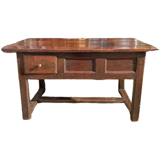 Oude Robuuste Franse Tafel, Sidetable, Haltafel Met 2 Lades 1