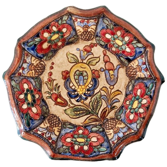 Vintage Wandbord Duits Keramiek Flora Bordje 1
