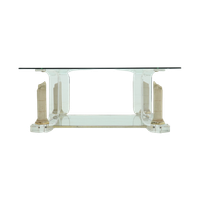 Two Tier Regency Lucite & Glass Pedestal Coffee Table 1980S