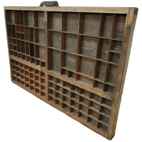 Brocante, Bruine Antieke Houten Letterbak, Wanddecoratie I