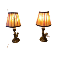 Set Van Twee Vintage Tafellampen, Sfeerverlichting Met Kindjes Of Engelen