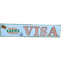 Groot Vintage Emaille Bord Met Reclame Voor Visa-Sigaretten.