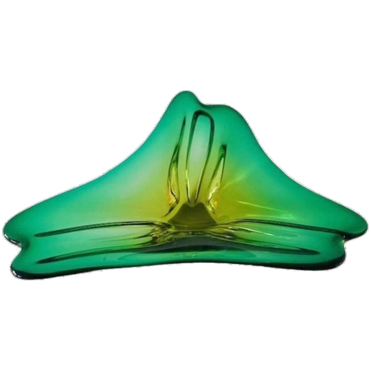 Mid-century Vintage Glazen Schaal Murano Geel Groen 1