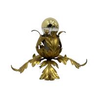 Hollywood Regency Gold Leaf Flower Light , 1970S