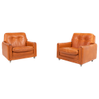 Danish Modern Cognac Leather Armchairs From 1960’S thumbnail 1