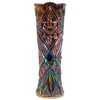 Cilindrische Antieke Gefacerteerde Vaas - Carnival Glass Circa 1910 thumbnail 1