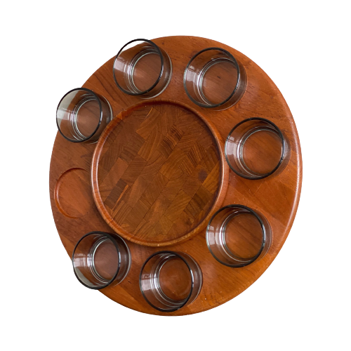 Grote Vintage Digsmed Draaibaar Dienblad / Lazy Susan Serveerbord, Deens Design