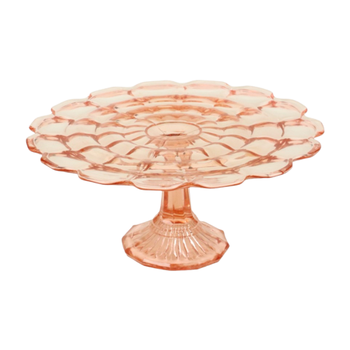 Art Deco Roze Rosaline Taartschotel Gebak Schaal Depression Glass