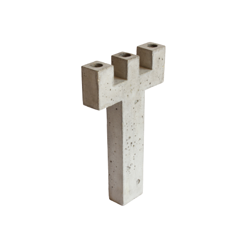 Minimalist Concrete Triton Candle Holder, 1990S