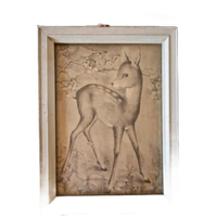 Vintage Schilderijtje Prentje Hertje Bambi Hert In Lijst