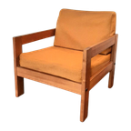 Vintage Brutalistische Brutalist Zetel Fauteuil Geel thumbnail 1