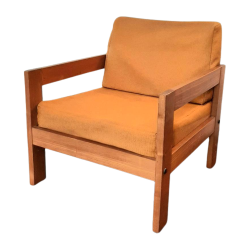 Vintage Brutalistische Brutalist Zetel Fauteuil Geel