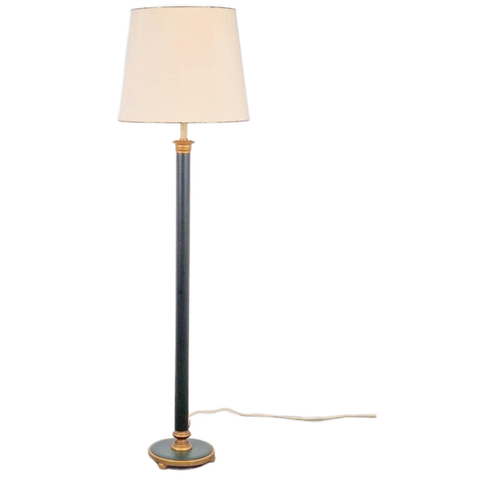 Vintage Neoclassic Groen Leer Vloerlamp Goud ´50 Eclectic 1