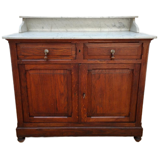 Vintage Antiek Dressoir Commode Ladekast Badkamermeubel Met Marmer Blad 505 1