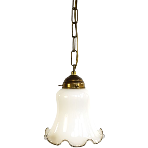 Vintage Hanglamp Messing / Glas