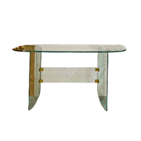 Vintage Glazen Sidetable Met Facet Geslepen Randen