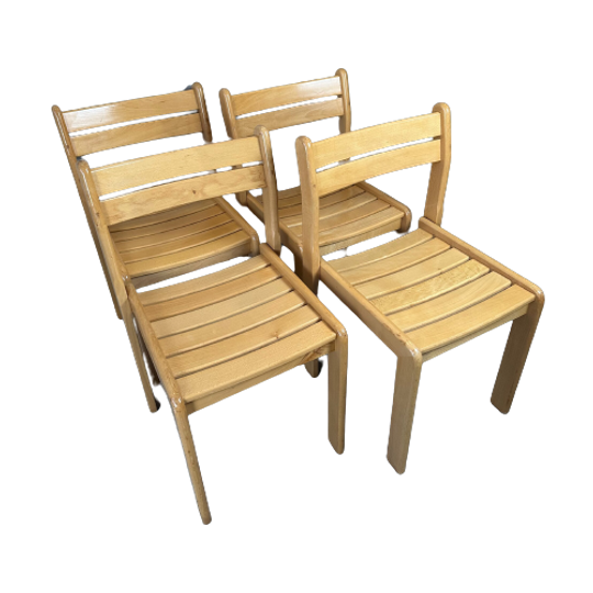 4x 1980’s Beukenhouten Stoelen 1