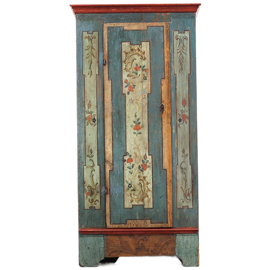 Antieke Landelijke Beschilderde Bruidskast - Volkskunst 1