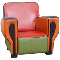 Originele, Kleurrijke Vintage Jaren ’90 Rundleren Hiphop Design Fauteuil Van Peter Van Zoetendaal