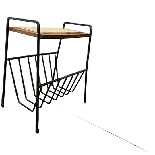 Vintage Gietijzeren Bijzettafel / Krantenhouder 1