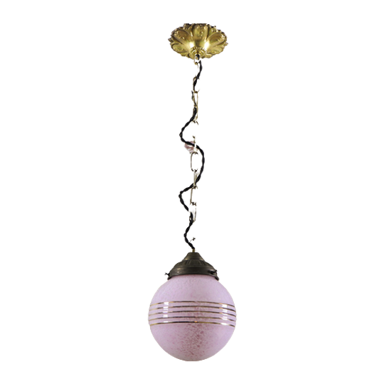 Antieke Roze Art-deco Hanglamp 1