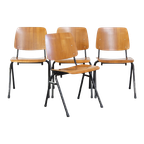 Set Van 4 Mooie Vintage Jaren ’60 Dutch Design Marko School/Kantine/Eetkamerstoelen thumbnail 1