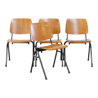 Set Van 4 Mooie Vintage Jaren ’60 Dutch Design Marko School/Kantine/Eetkamerstoelen