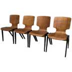 Set Of 4 Wilkhahn Wood Chairs 1960S Stackable thumbnail 1
