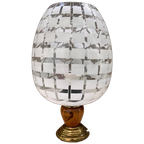 Vintage Tafellamp Glas Met Hout Mid Century thumbnail 1