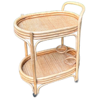 Vintage Bamboe-rotan Serveer Trolley thumbnail 1