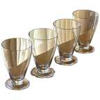 Set Of 4 Vintage Glasses Flower Foot thumbnail 1