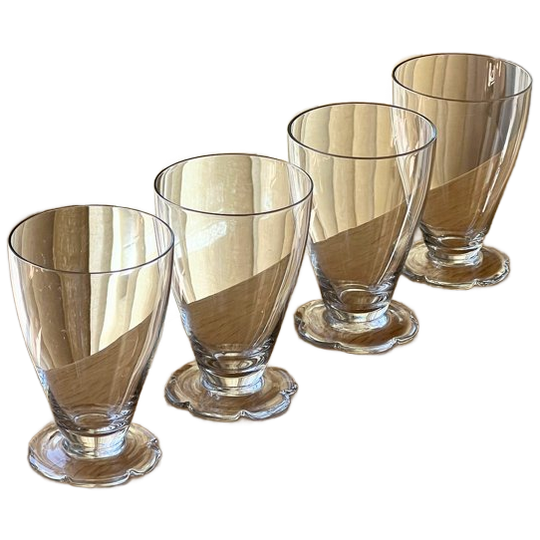 Set Of 4 Vintage Glasses Flower Foot 1