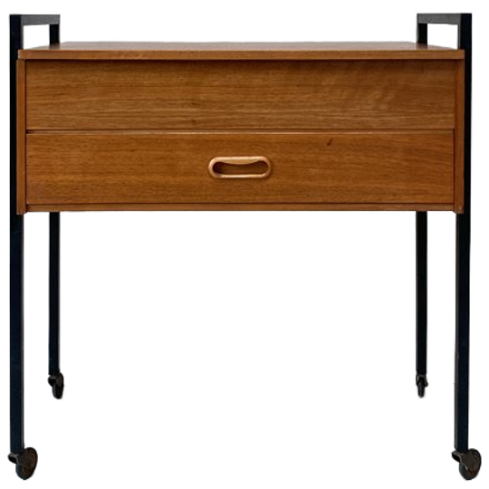 Vintage Teak Houten Kastje Op Wieltjes 1
