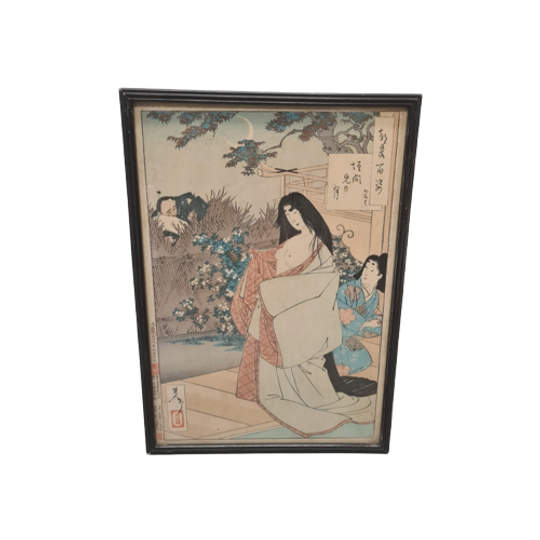 Originele Houtsnede Van Tsukioka Yoshitoshi 1
