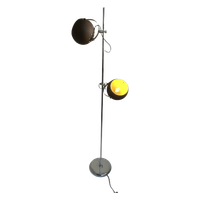 Gepo - Space Age Design / Mcm Floor Lamp With Two Shades - Brown Shades On A Chrome Base