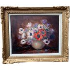 Clemence Biron (Geboren 1889). Impressionistisch Stilleven "Bloemenboeket". thumbnail 1