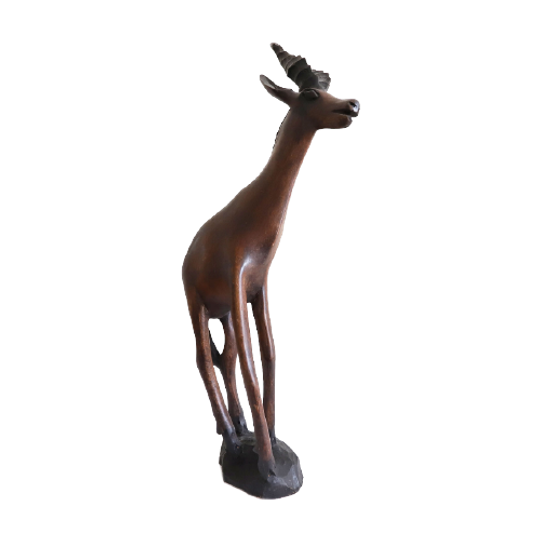 Vintage Beeld Antilope Handgesneden Uit Hout, Jaren '60/'70 1