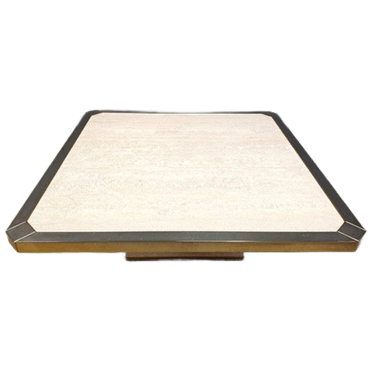 Vintage Belgochrom 23kt Gold And Travertine Coffee Table , 1970s 1