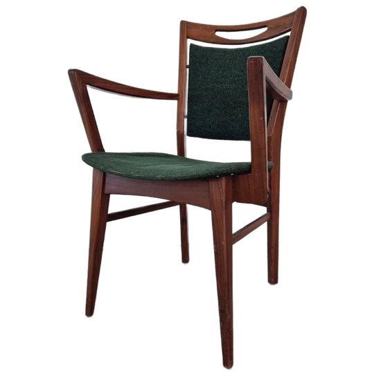 Vintage Deense Teak Stoel Met Armleuningen Design 1