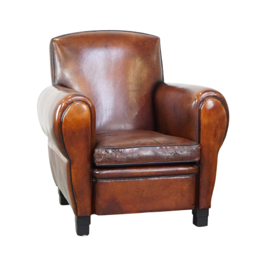 Luxe, Strak Afgewerkte, Grote Design Fauteuil Van Schapenleer Met Een Uitmuntend Zitcomfort 1