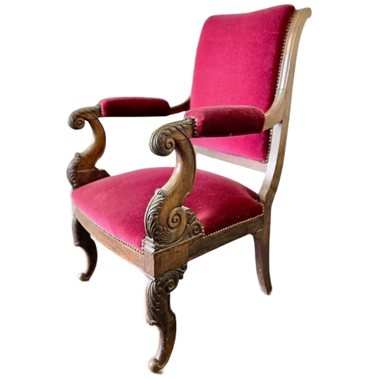Vintage Antiekroze Stoel / Fauteuil 1