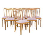 Leuke, Gezellige Set Van 8 Vintage Deens Design Eetkamerstoelen Uit De Jaren ’70 Met Mooie Licht thumbnail 1