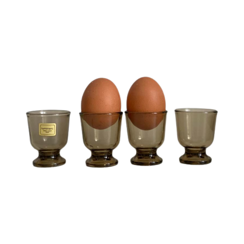 Vintage Rookglas Eierdopjes - Set Van Vier