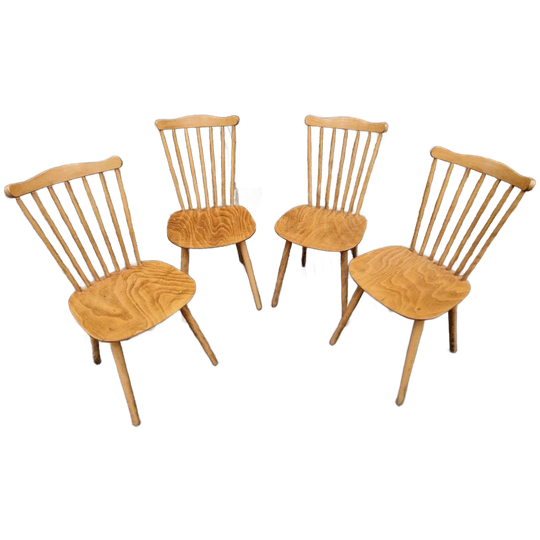Set Van 4 Houten Stoelen Van Baumann, 1960 1