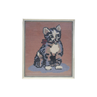 Beige Lijst Geborduurde Kat